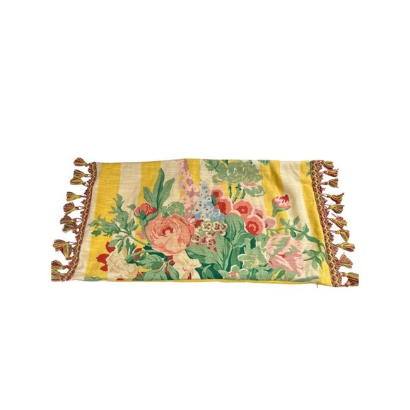 Floral Linen & Cotton Pillow Covers With Tassels Set Of 3 - Picture 2 of 6